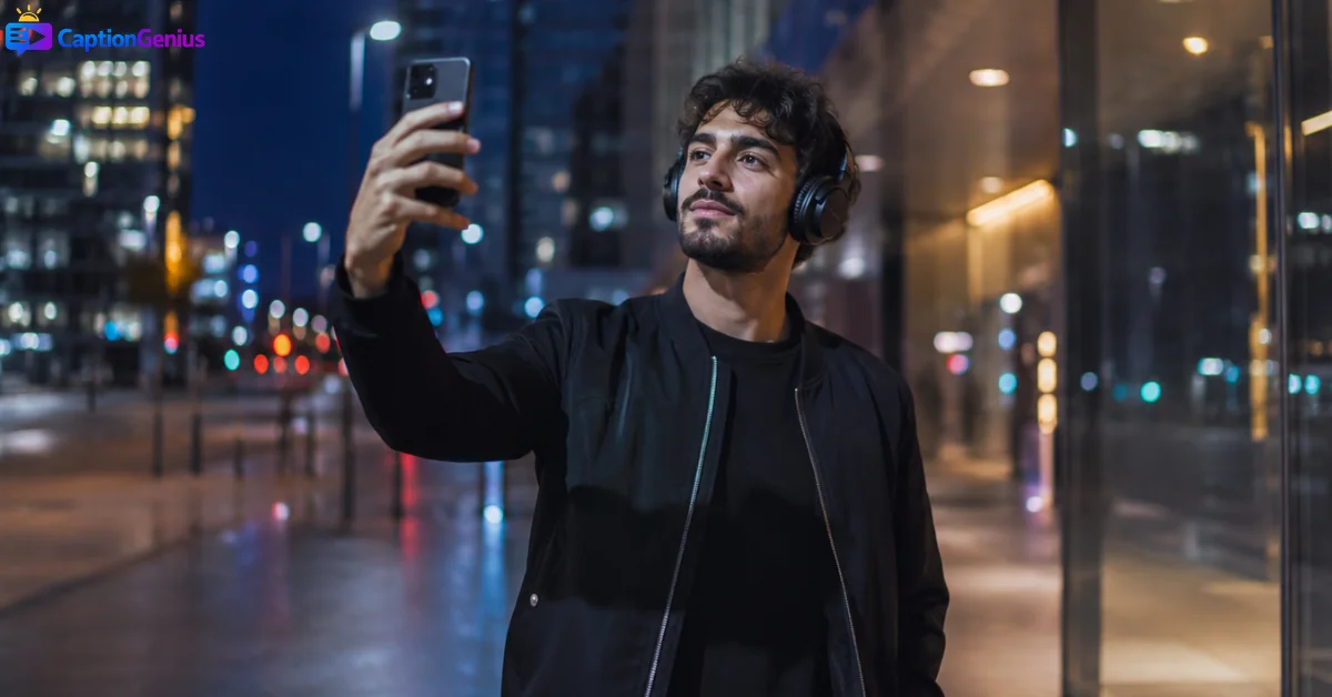 Stylish young man wearing headphones