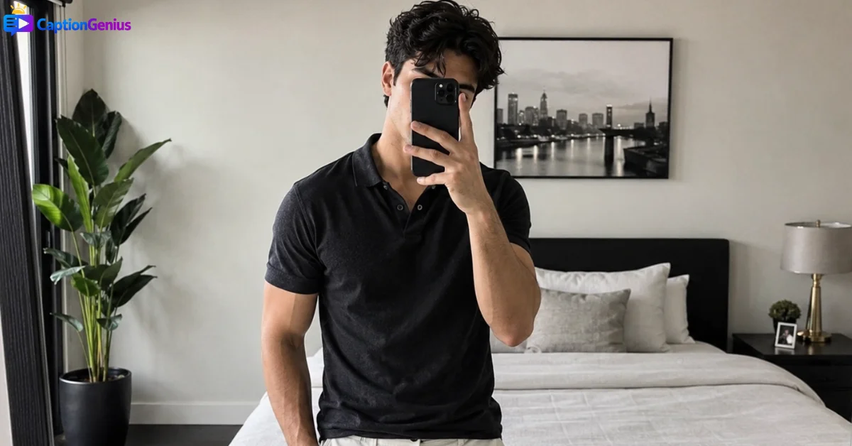 stylish young man taking a mirror selfie with his smartphone