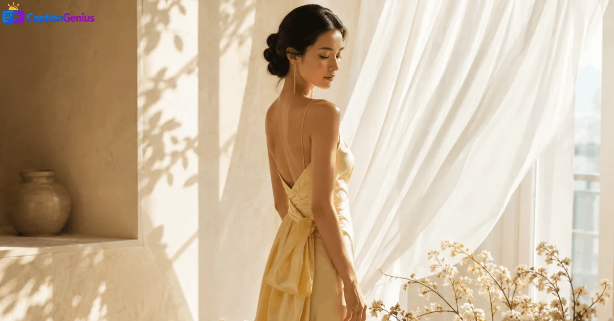 Elegant yellow dress aesthetic portrait